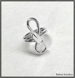 Silver Rowing Oar Vertical Infinity Shape Ring by Rubini Jewelers