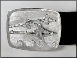 Single Sculls Rowing Race Belt Buckle Sterling Silver by Rubini Jewelers