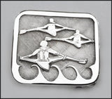 Single Sculls Rowing Race Belt Buckle Sterling Silver by Rubini Jewelers