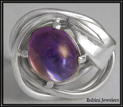 Small Hatchet Blade in Knot with Cab Amethyst by Rubini Jewelers