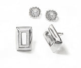 Silver Small Open Rectangle Frame Stud Earrings by Rubini Jewelers