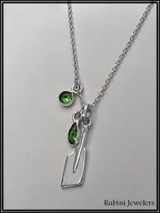 Small Rowing Blade Necklace with 2 Colored Stones by Rubini Jewelers