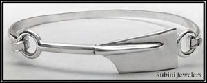Small Rowing Blade with Stem Hinged Bangle Bracelet by Rubini Jewelers