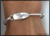 Small Rowing Blade with Stem Hinged Bangle Bracelet by Rubini Jeweler
