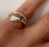 Small Rowing Oar Wrap Ring with Genuine Sapphire by Rubini Jewelers