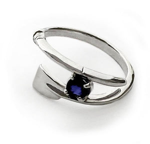 Small Rowing Oar Wrap Ring with Genuine Sapphire, Rowing Jewelry by Rubini Jewelers