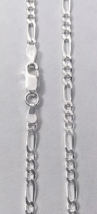 Sterling Silver 3mm Figaro Chain – Rubini - Main Image