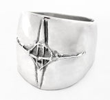 Sterling Silver Barrel Ring with Rowing Single Scull by Rubini Jewelers