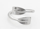 Sterling Silver Bypass Tulip Rowing Blades Adjustable Ring by Rubini Jewelers