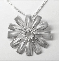 Sterling Silver Flower with 12 Blades Pendant by Rubini Jewelers