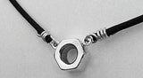 Sterling Silver 7/16 Nut on Leather Rowing Necklace by Rubini Jewelers