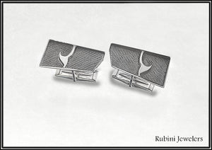 Sterling Silver St. Mary's College of Maryland Enameled Rowing Cuff Links by Rubini Jewelers