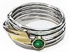 Sterling Silver & 14Kt Gold Rowing Ring with Emerald by Rubini Jewelers