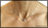 Silver Oar and 14kt Gold Bezel Set Sapphire Necklace by Rubini Jewelers