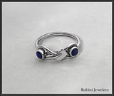 Trinity Sapphires and Small Rowing Hatchet Oar Ring by Rubini Jewelers