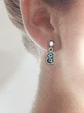 Silver B's with Turquoise Mosaic Inlay Dangle Earrings by Rubini Jewelers