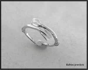 Extra Small Two Overlapping Oars Bypass Style Rowing Ring by Rubini Jewelers