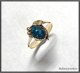 Yellow Gold Decorative Ring with Turquoise at Rubini Jewelers