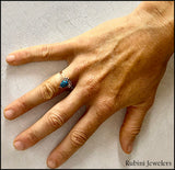 Yellow Gold Decorative Ring with Turquoise at Rubini Jewelers