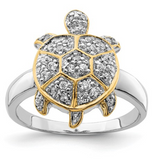 Cubic Zirconia and Vermeil Turtle Ring
