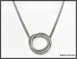Domed Curb Link Chain with Triple Wire Open Circle Necklace and Diamonds by Rubini Jewelers