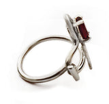 Dragon Boat Paddle Heart and Garnet Ring by Rubini Jewelers, side view
