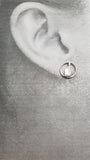 Open Circle with Rowing Hatchet Blade Post Earrings Sterling Silver