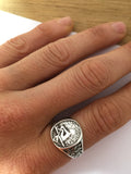 Pastoral Design Signet Ring with Female Rower by Rubini Jewelers