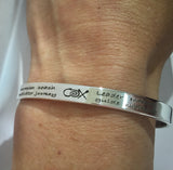 Laser Engraved "COX" & Coxswain Roles Flat Rowing Cuff Bracelet Sterling Silver by Rubini Jewelers