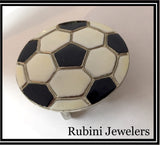 Antiqued Soccer Ball Enameled Belt Buckle from Rubini Jewelers