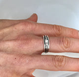Oxidized Solid Band with Rowing Oar in Rims Ring by Rubini Jewelers