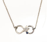 Silver Rowing Infinity with Sapphire Necklace by Rubini Jewelers