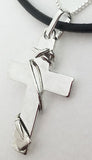 Flat Cross with Wrapped Rowing Oar Pendant Sterling Silver by Rubini Jewelers 