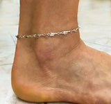 Sterling Silver Petite Rowing Blades Linked Anklet by Rubini Jewelers