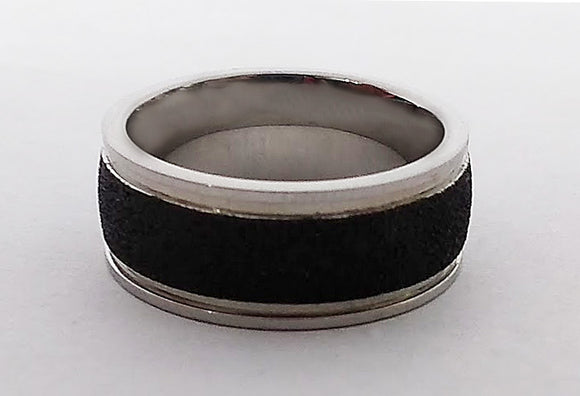 Stainless Steel Black Textured Ring, by Rubini Jewelers