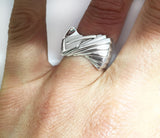 One of a Kind Twisted Step Wave with Hatchet Blade Rowing Ring by Rubini Jewelers