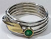 Sterling Silver & 14Kt Gold Rowing Ring with Emerald by Rubini Jewelers
