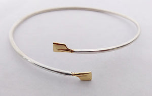 Brass & Sterling Silver Petite Oar Blades Bypass Cuff Rowing Bracelet by Rubini Jewelers