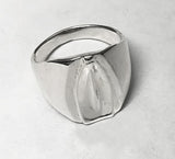 Rowing Tulip Blade Signet Style Ring in Sterling Silver by Rubini Jewelers